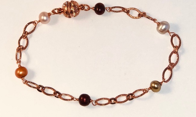 Copper Bracelet with Fresh Water Pearls