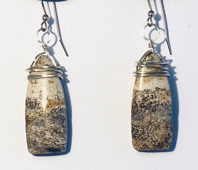 Picture Jasper and Sterling Silver Earrings