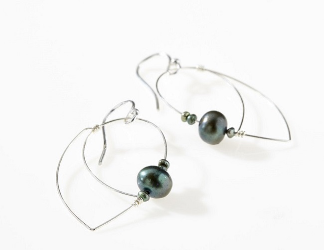 Teardrop Sterling Silver and Fresh Water Pearl Earrings