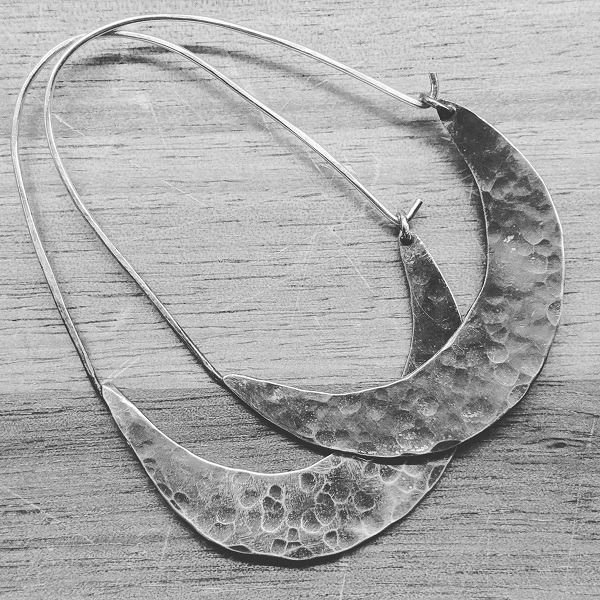 Sterling Silver Hand Hammered Hoop Earrings