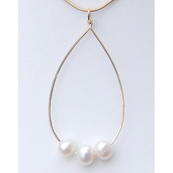 14kt Gold Filled Necklace with a Triple Freshwater Pearl Drop