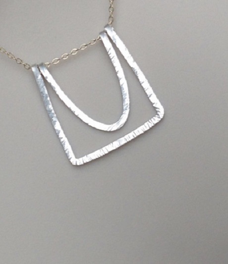 Freeform Sterling Silver Pendant - Hand Hammered