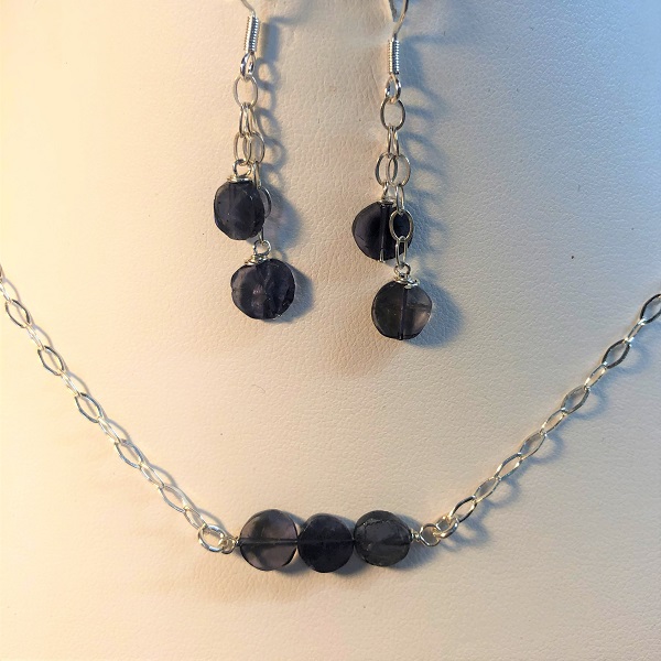 4mm Iolite Gemstones Adorn this Sterling Silver Set