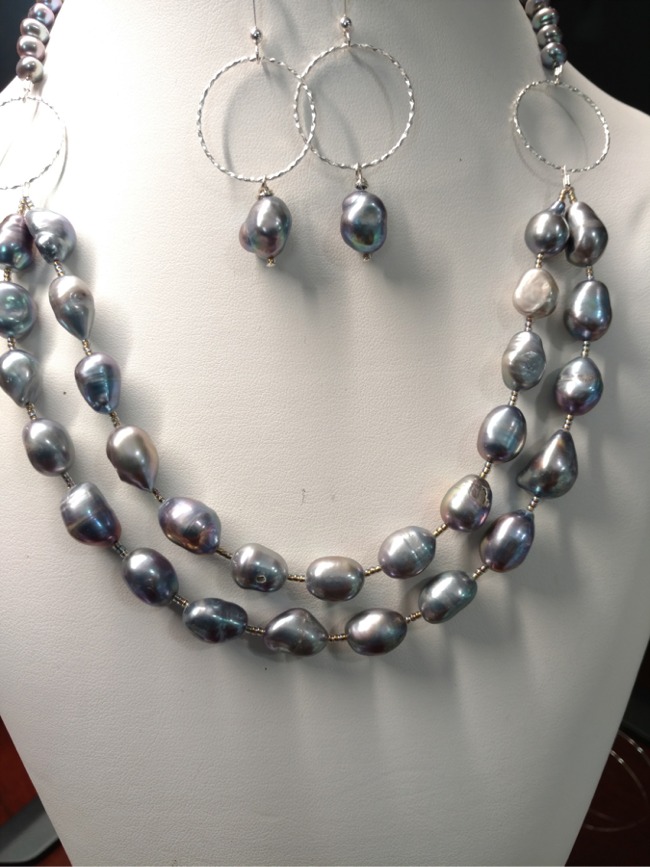 Grey Potato Fresh Water Pearls adorned with Sterling Silver
