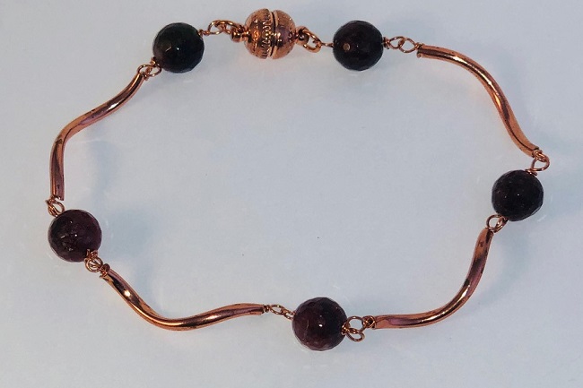 Copper and Garnet Gemstone :Bracelet