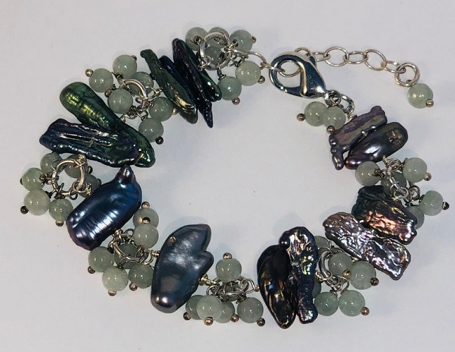 Biwa Fresh Water Pearl and Moonstone Gemstone Bracelet