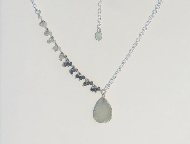 Druzy Agate Teardrop Pendant Necklace