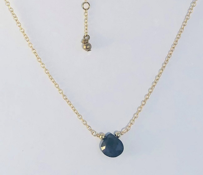 Faceted Teardrop Iolite Gemstone14kt Gold Filled Necklace