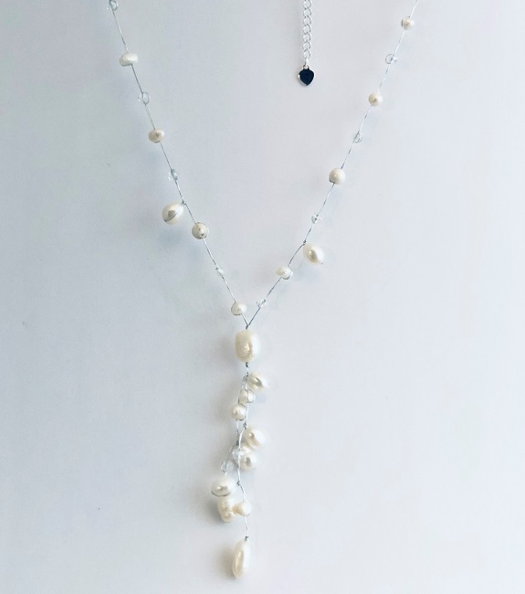 Fresh Water Pearls and Silver Silk Cording Wedding Jewelry