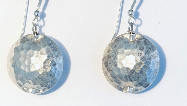 Hand Hammered Sterling Silver Hollow Disc Earrings